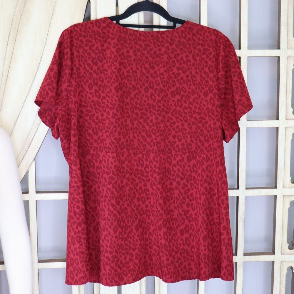 Torrid Red Leopard Print Button Fun Casual Blouse… - image 4